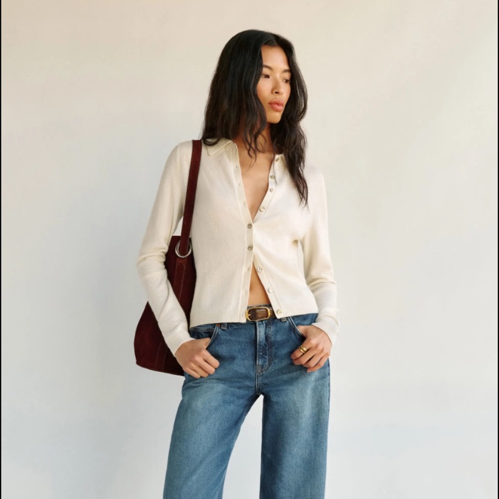 Reformation Florentina Cashmere Collared Cardigan XS